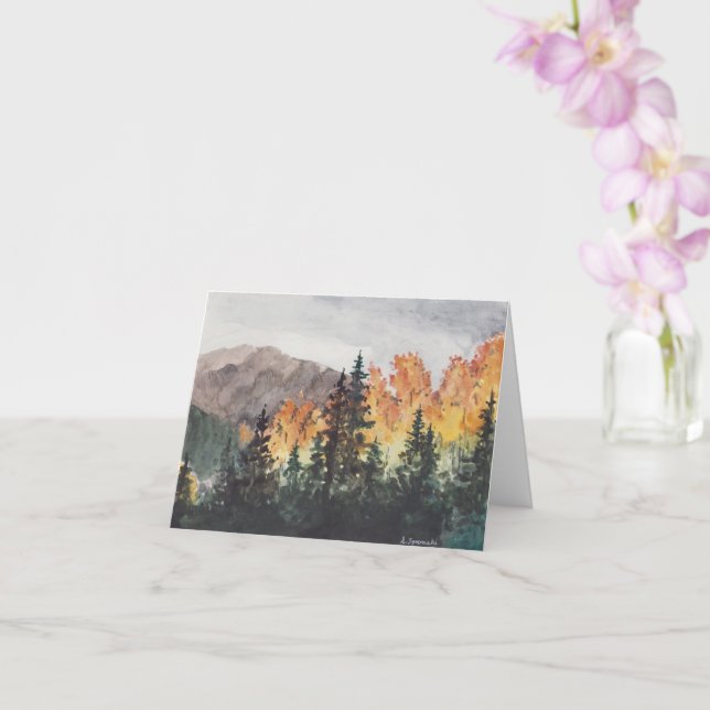 Tarjeta de felicitación Fall Forest Watercolor (Orquídea)