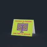 Tarjeta de felicitación familiar de Chanukah<br><div class="desc">Una carta de bienvenida divertida y caprichosa para Chanukah con una paleta de colores brillantes con una menorah y un saludo personalizado en el interior. ¿No ves los colores o la frase que quieres? ¡Estoy feliz de hacer un diseño con su elección de colores y tipos de letra! Contáctame para...</div>