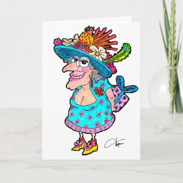 Tarjeta de felicitación Fancy Old Lady (Anverso)