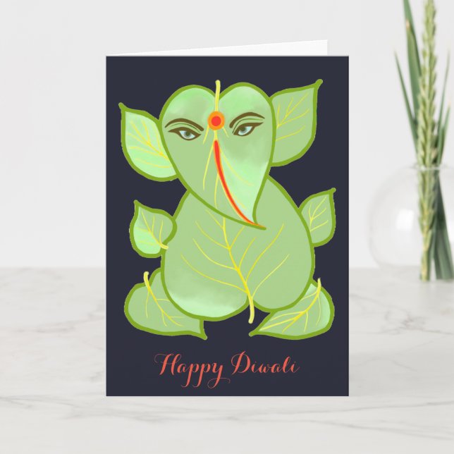 Tarjeta de felicitación feliz abstracta de Ganesha (Anverso)