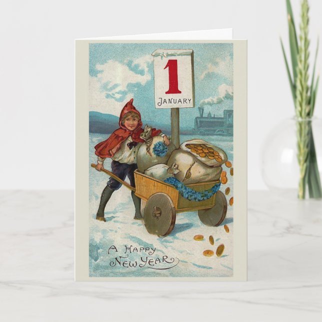 Tarjeta de felicitación "Feliz Año Nuevo" (Anverso)