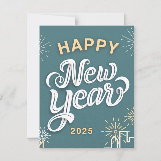 Tarjeta de felicitación Feliz Año Nuevo 2025 (Anverso)