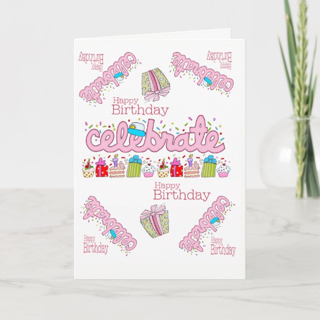 Tarjeta de felicitación Feliz Cumpleaños Celebrar  (Anverso)