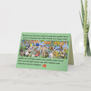 Tarjeta de felicitación feliz de los animales del