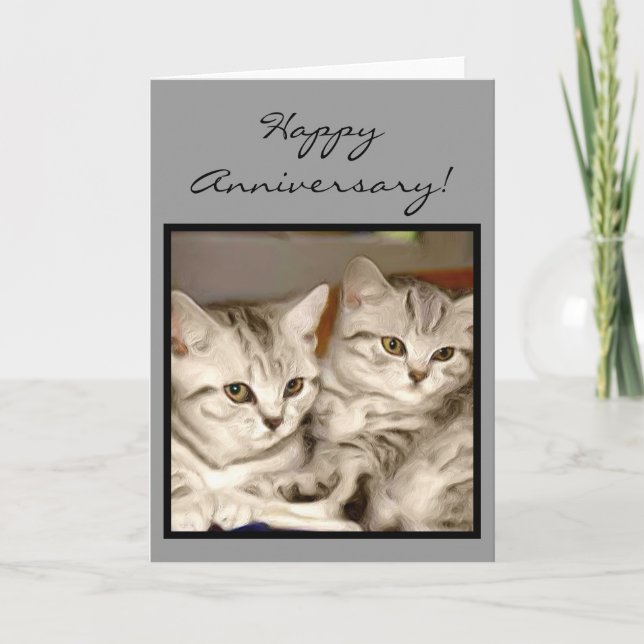 Tarjeta de felicitación feliz de los gatitos del (Anverso)