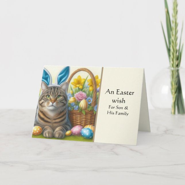 Tarjeta de felicitación feliz de Pascua para hijos (Anverso)