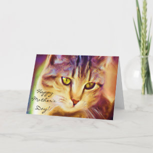 Tarjeta de felicitación feliz del arte del gato de