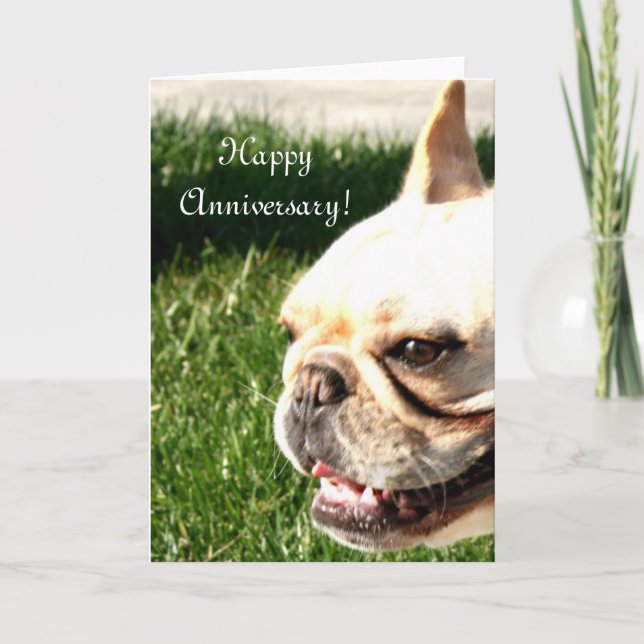 Tarjeta de felicitación feliz del bulldog francés (Anverso)