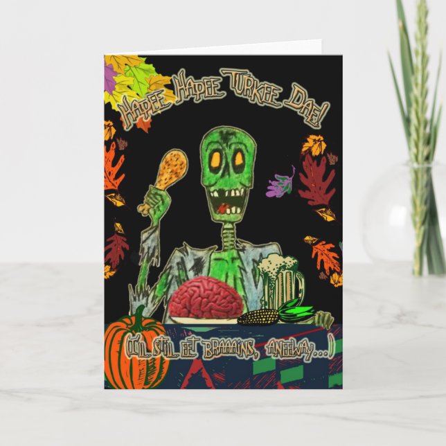 tarjeta de felicitación feliz del día del pavo (Anverso)