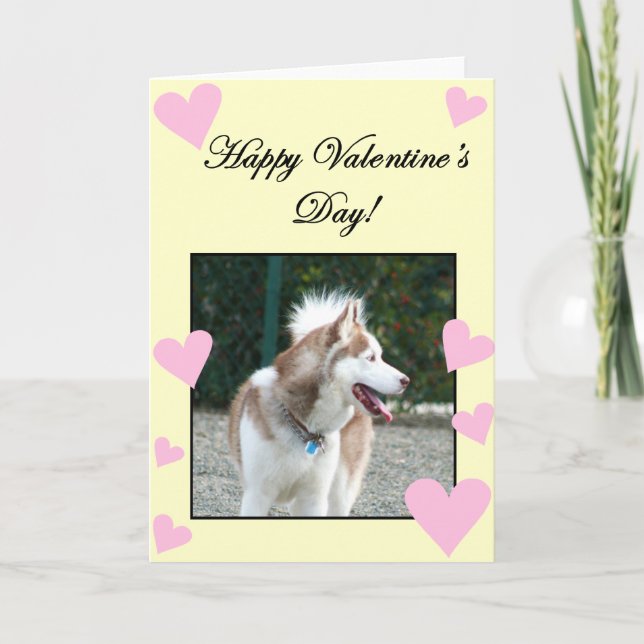 Tarjeta de felicitación feliz del husky siberiano (Anverso)