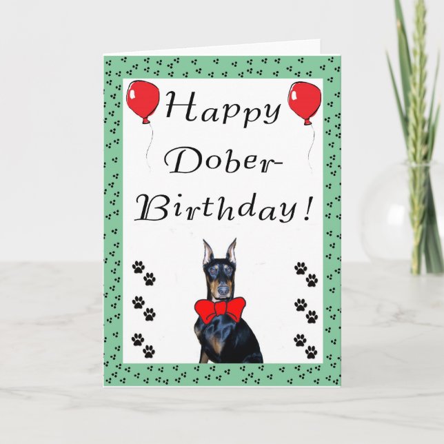 Tarjeta de felicitación feliz Dober-Cumpleaños (Anverso)