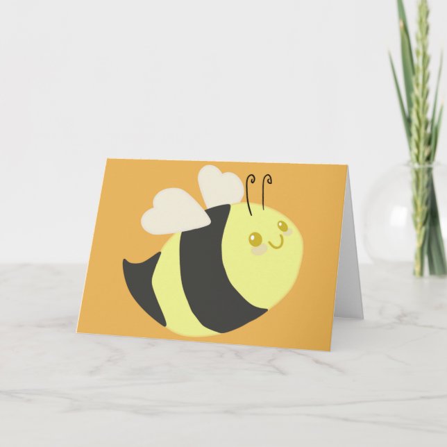 Tarjeta de felicitación feliz linda de la abeja (Anverso)