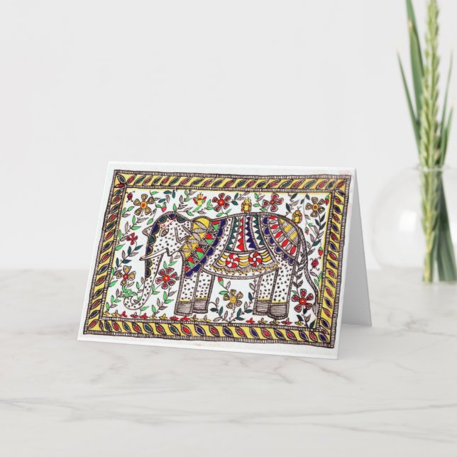 Tarjeta de felicitación festiva del elefante (Anverso)