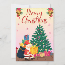 Tarjeta de felicitación festiva Santa y Christmas 