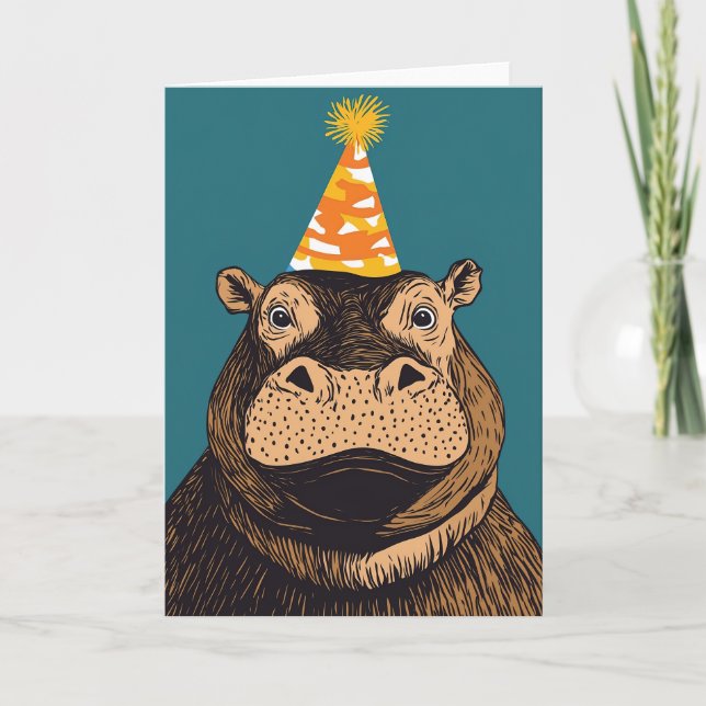 Tarjeta de felicitación fiesta Hippo - Celebración (Anverso)