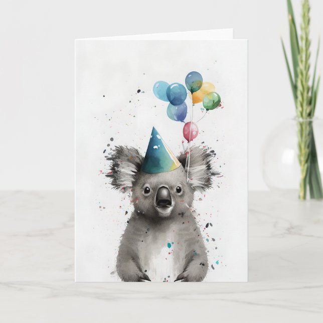 Tarjeta de felicitación Fiesta Koala (Anverso)