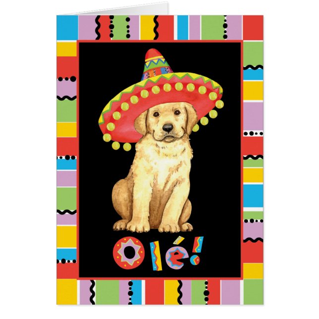 Tarjeta de felicitación Fiesta Yellow Lab (Frente)