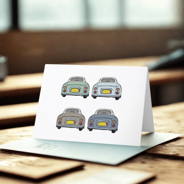 Tarjeta de felicitación Figaro Car Blank Seasons (Perfect blank greeting card for the figaro car lover in your life)