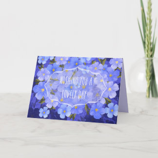 Tarjeta de Felicitación "Flor Azul Brillante" Pleg