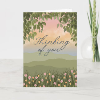 Tarjeta de felicitación floral al atardecer 'Pensa