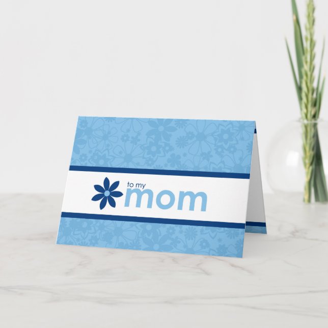 Tarjeta de felicitación floral azul alegre del día (Anverso)