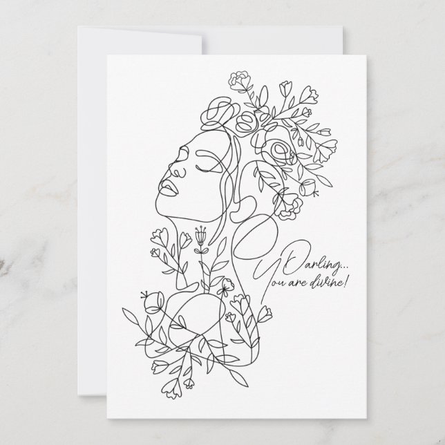 Tarjeta de felicitación floral blanca mínima abstr (Anverso)