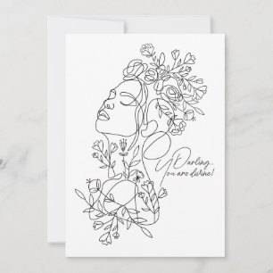 Tarjeta de felicitación floral blanca mínima abstr