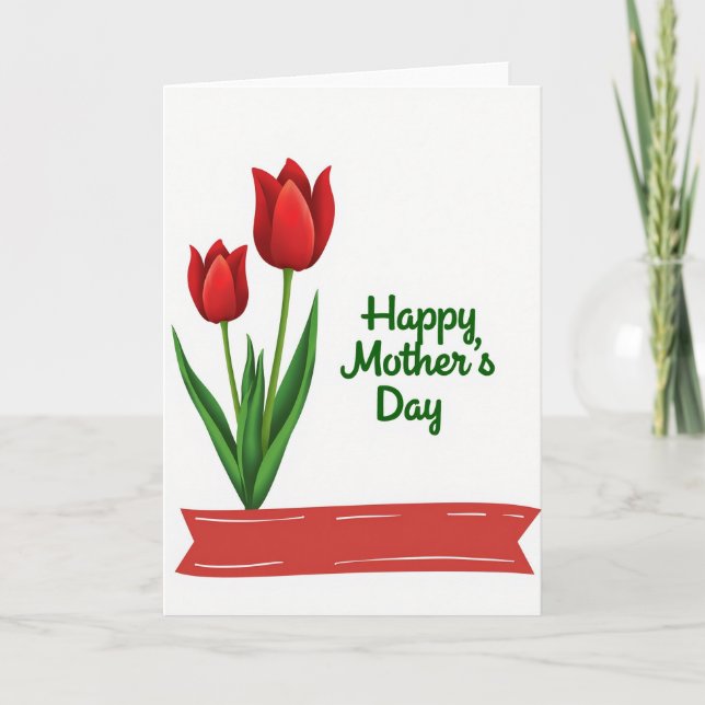 Tarjeta de felicitación floral carmesí (Anverso)