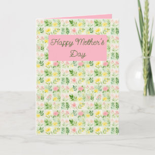 Tarjeta de felicitación floral cuadriculada doblad