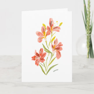 Tarjeta de felicitación floral de acuarela de liri