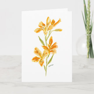 Tarjeta de felicitación floral de acuarela de liri