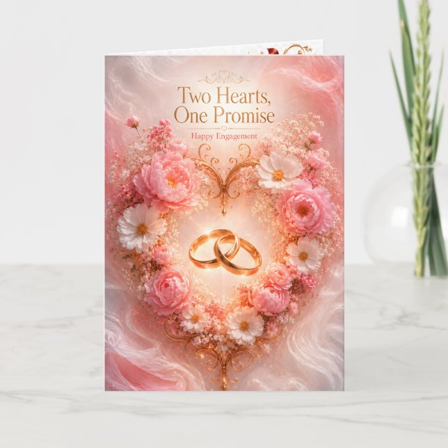 Tarjeta de felicitación floral de compromiso de do (Anverso)