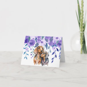 Tarjeta de felicitación floral de Dachshund