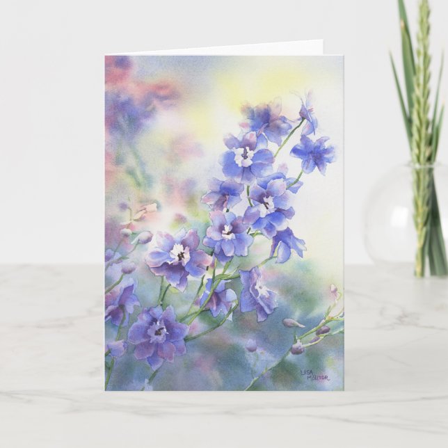 Tarjeta de felicitación floral de la acuarela (Anverso)