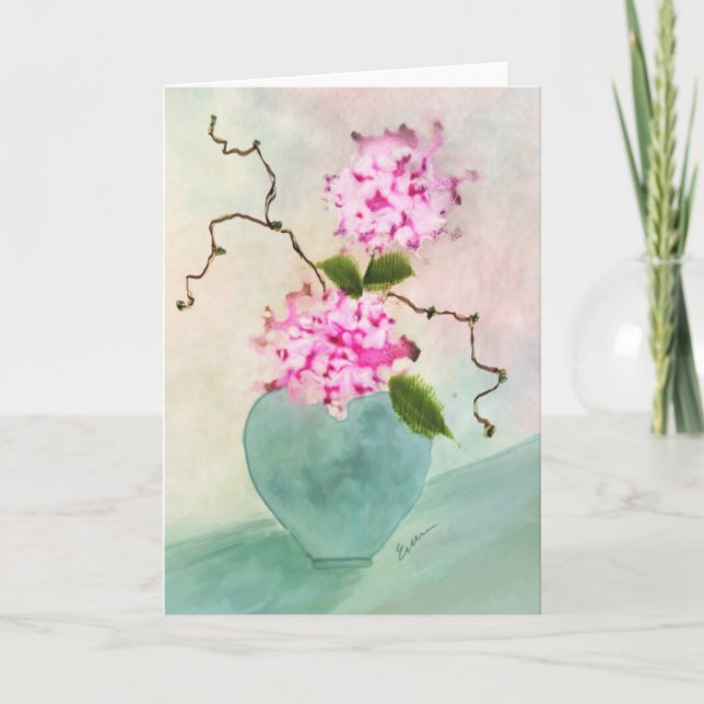 Tarjeta de felicitación floral de la acuarela de (Anverso)