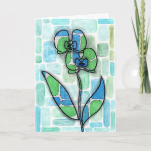 Tarjeta de felicitación floral de mosaico de orquí