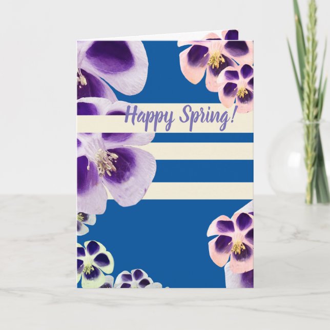 Tarjeta de felicitación floral de primavera feliz (Anverso)
