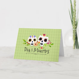 Tarjeta de felicitación floral de Skulls Dia de