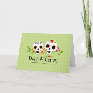 Tarjeta de felicitación floral de Skulls Dia de