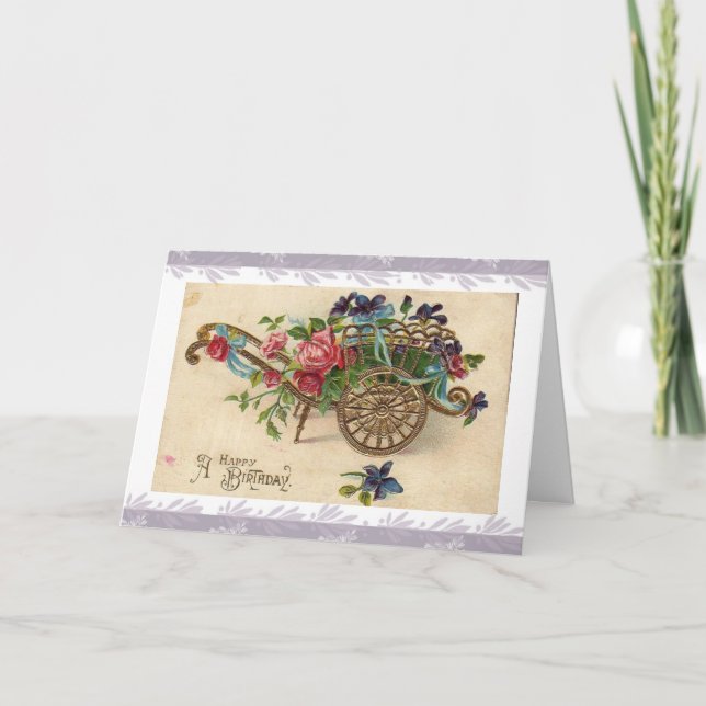 Tarjeta de felicitación floral del cumpleaños del (Anverso)
