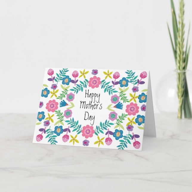 Tarjeta de felicitación floral del Día de la Madre (Anverso)