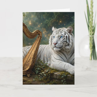 Tarjeta de felicitación floral del tigre blanco