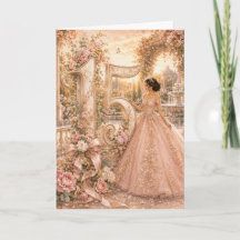 Tarjeta de felicitación floral elegante Sweet 15 Q