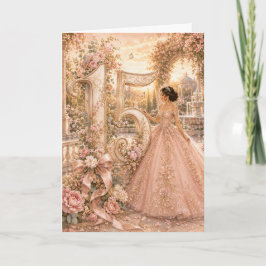Tarjeta de felicitación floral elegante Sweet 15 Q