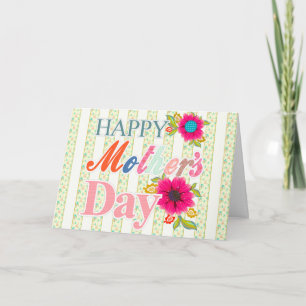 Tarjeta de felicitación floral feliz del día de
