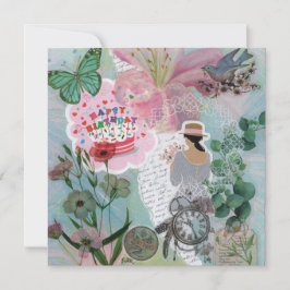 Tarjeta de felicitación floral floral Verde azulad