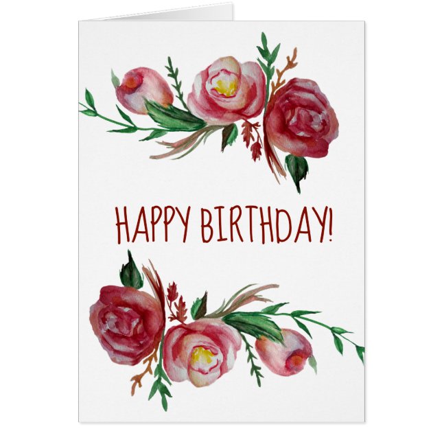 Tarjeta de felicitación Floral Happy Birthday (Frente)