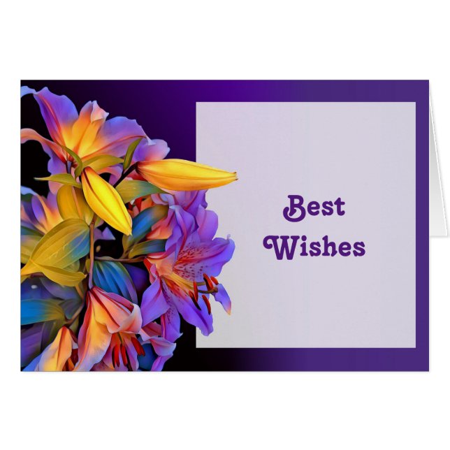 Tarjeta de felicitación Floral Lilies Boda (Anverso (Horizontal))