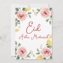 Tarjeta de felicitación floral moderna Eid Al Adha