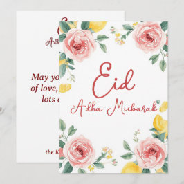 Tarjeta de felicitación floral moderna Eid Al Adha